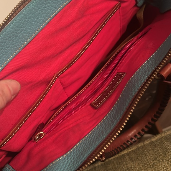 Dooney Bourke teal and dark tan shoulder bag. Mint! - Picture 5 of 6